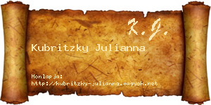 Kubritzky Julianna névjegykártya